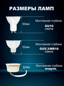 Светодиодный модуль (замена лампочка MR16 и GU10) 7,5Вт, 4000К, белый свет, уп. 10шт