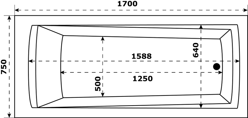 Акриловая ванна 170х75 см Azario Бали БАВ0004 белая