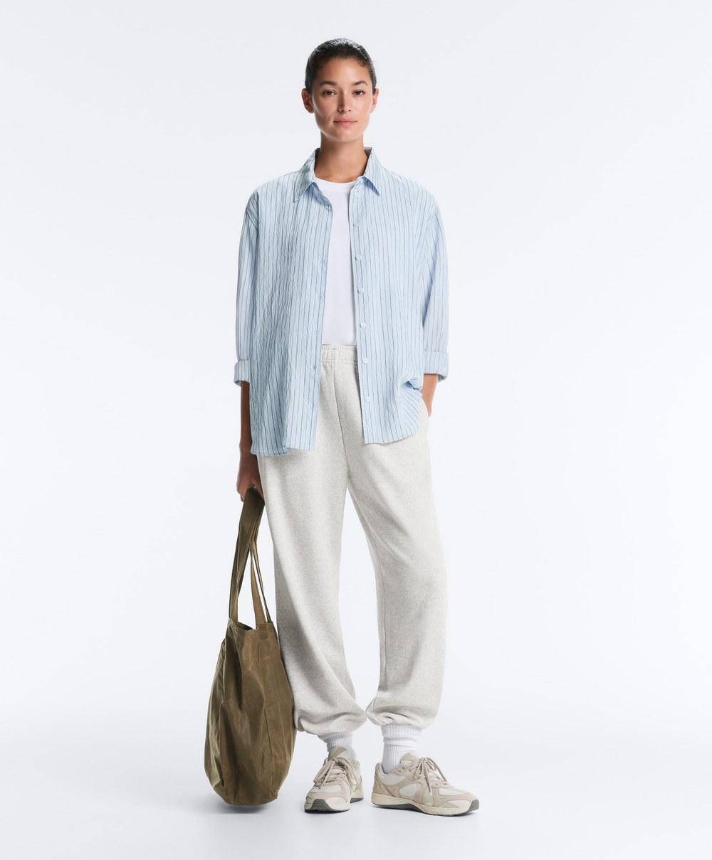 Oysho Рубашка в полоску обычного кроя, пыльный синий