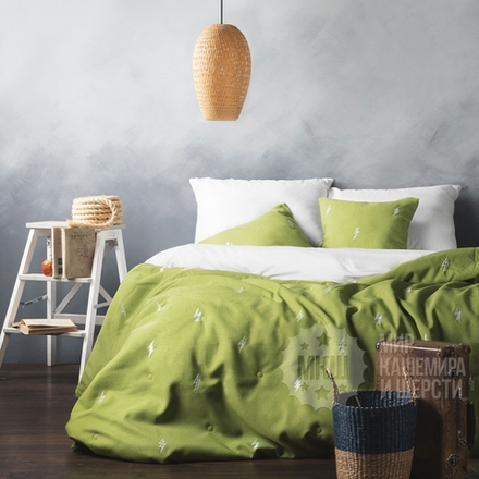 Покрывало с вышивкой ФЛЕШ (арт. BL02-246-04) - зеленое