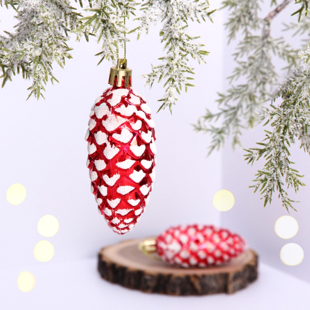 Ёлочные игрушки «Таинственное очарование» Шишки 9 см (набор 2шт), красный