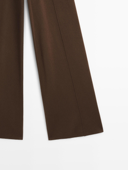 Massimo Dutti Широкие трикотажные брюки с декоративными швами, карамельный