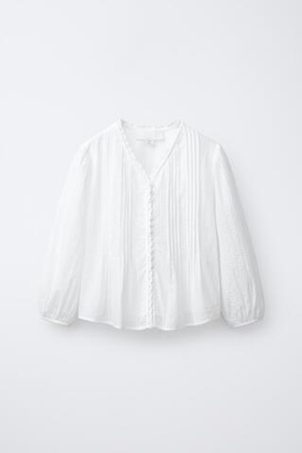 ZARA РУБАШКА В РОМАНТИЧЕСКОМ СТИЛЕ СО СБОРКАМИ, БЕЛЫЙ