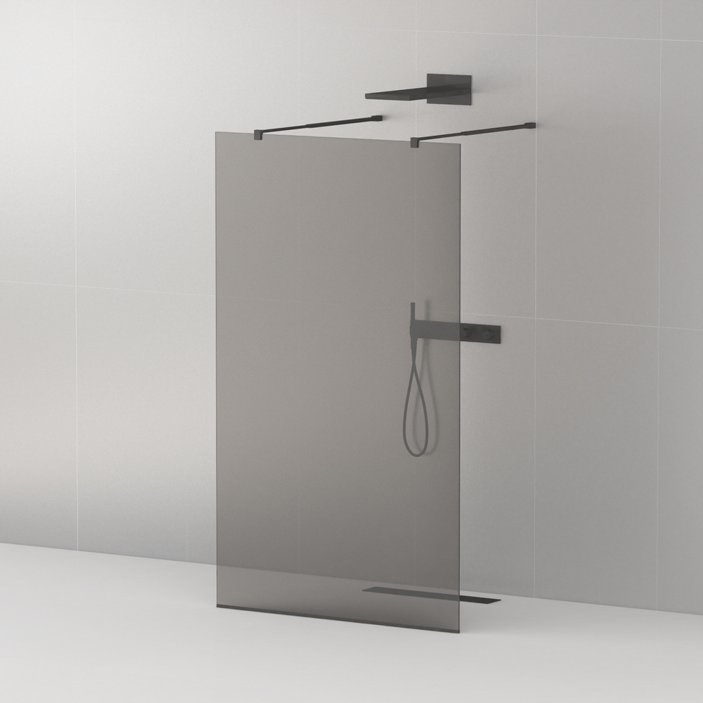 Душевая перегородка Cezares LIBERTA-L-2-110-GR-NERO чёрный профиль, стекло серое