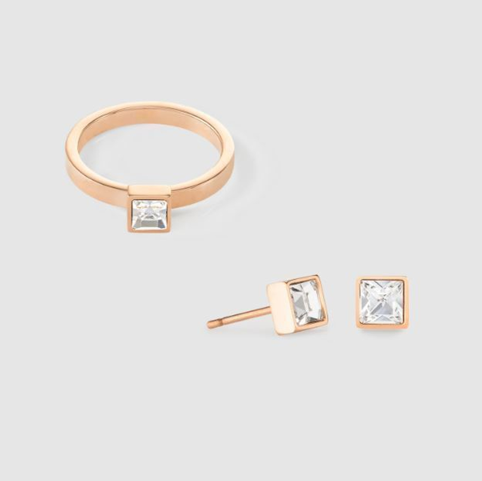 Серьги-пусеты Coeur de Lion Crystal-Rose Gold 0501/21-1822