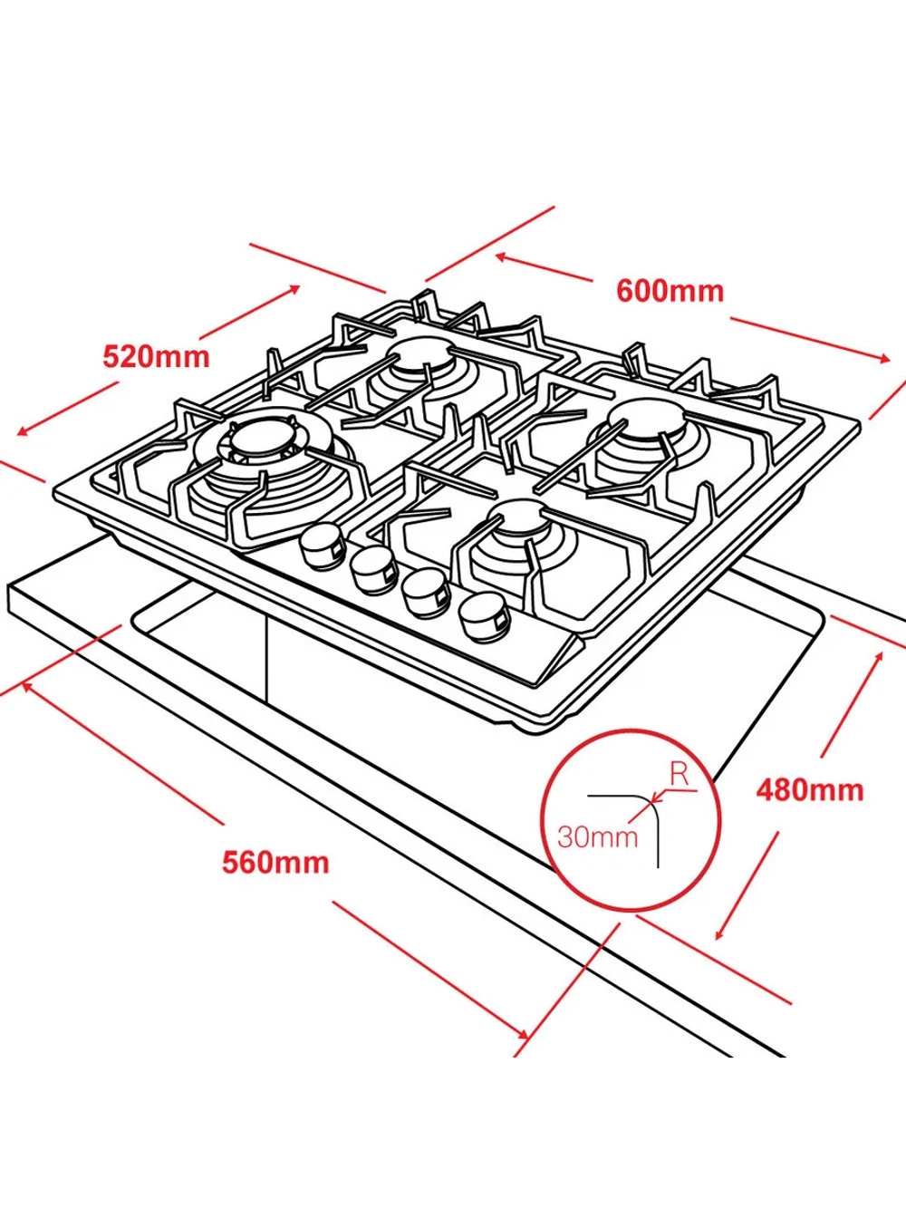 Варочная панель газовая HCG-418 Ginzzu