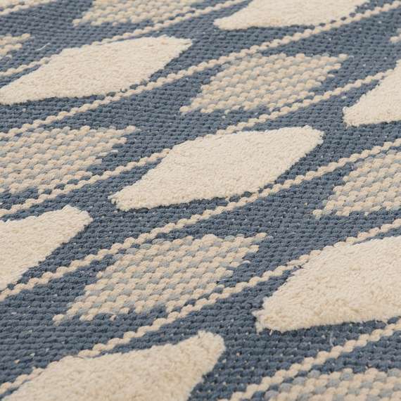 Ковер из хлопка синего цвета Argyle Ethnic 70х160 см