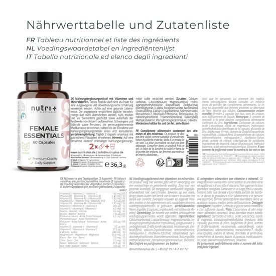 Nutri+ Female Essentials — витамины и минералы для женщин