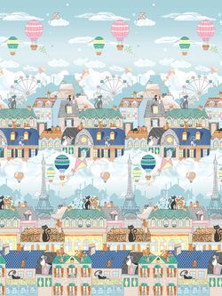 Постельное белье Сказка "Париж" евро Наволочка 50х70 см 2 шт Простынь на резинке 180х200 см Пододеяльник 200х215 см, перкаль