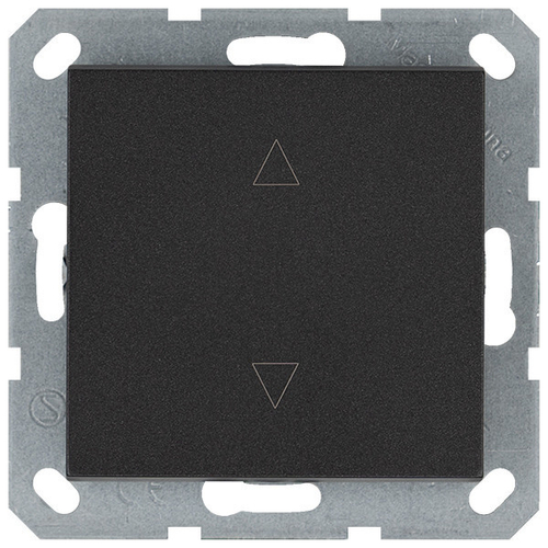 Выключатель одноклавишный для штор 10A 250V~ с накладкой, цвет Антрацит
