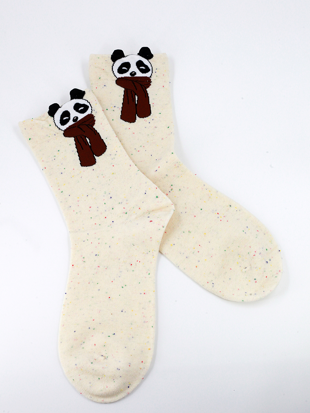 Носки р.35-40 "Ушки, Хвостики" Панда в шарфе