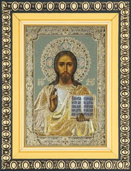 Икона "Господь Вседержитель", вид 2, 6х9 в раме 8х11