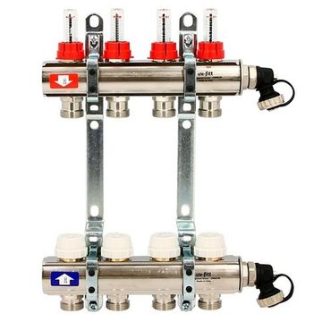Коллектор Uni-Fitt 1"х3/4" 6 вых. из латуни с расходомерами и термостатическими вентилями 440I4306