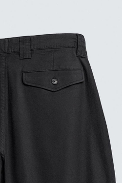 ZARA БРЮКИ RELAXED FIT СО СКЛАДКАМИ, ТЕМНО-СИНИЙ