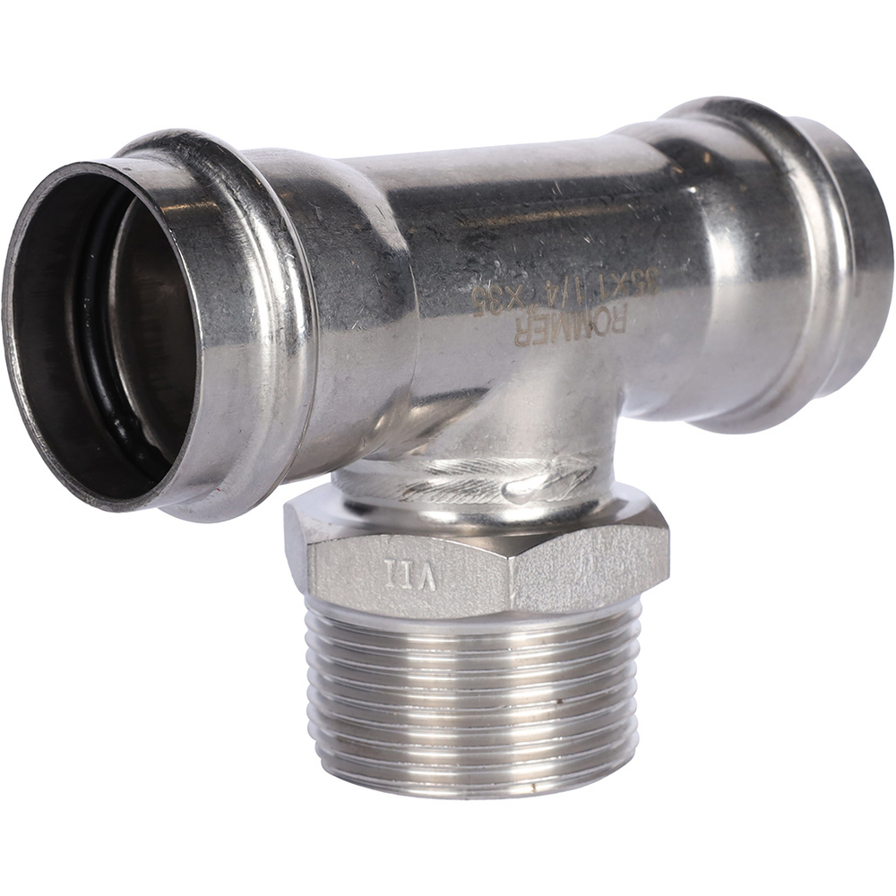 ROMMER Тройник с НР 35x1 1/4" из нержавеющей стали прессовой