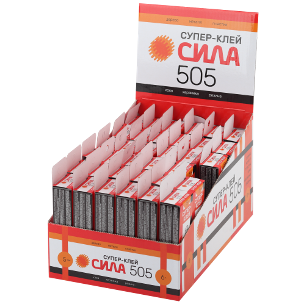 Супер-клей СИЛА 505-6 6 г пластик туба в коробке | Клеи бытовые и универсальные