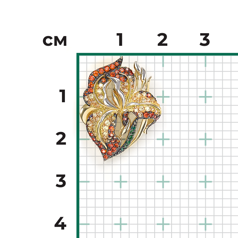Подвеска «Ирис» из лимонного золота с фианитами