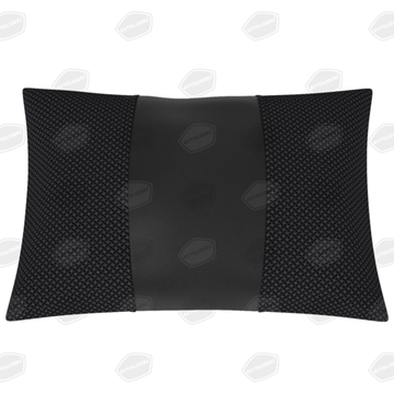 Автомобильная подушка под шею или поясницу комбинированная из жаккарда и экокожи (прямоугольная на резинке)