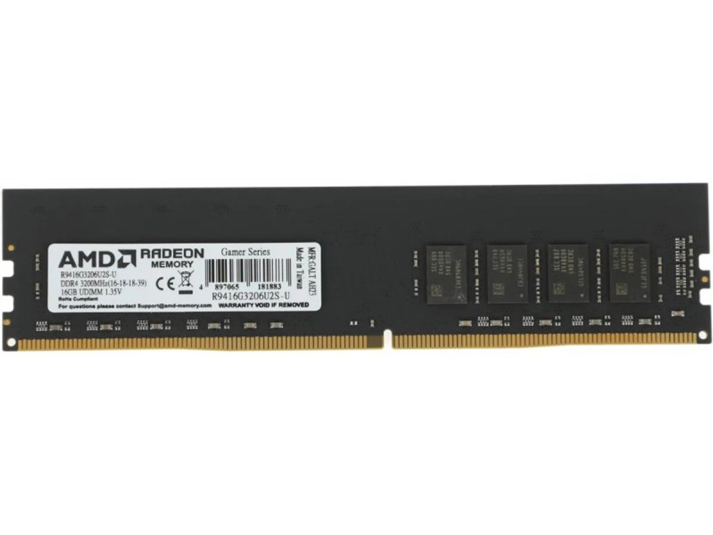 Оперативная память AMD Radeon R9 Gamer R9416G3206U2S-U, DDR4 1х 16ГБ 3200 МГц, DIMM, RTL