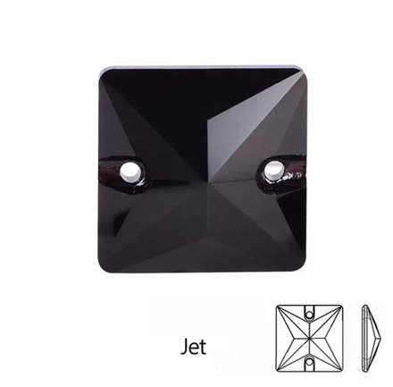 Стразы пришивные, Square, Black Jet, 280, 16mm, (72 ea/pkg), 5A+, (F2)
