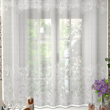 Занавеска "Л. К132", цвет белый, на шторной ленте, Беларусь.