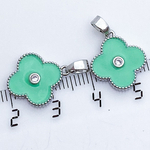 Подвеска Клевер, цвет серебро+мятный, размер 16*14 мм, цена за 1 шт