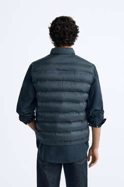 ZARA СТЕГАНЫЙ ЖИЛЕТ, ТЕМНО-СИНИЙ