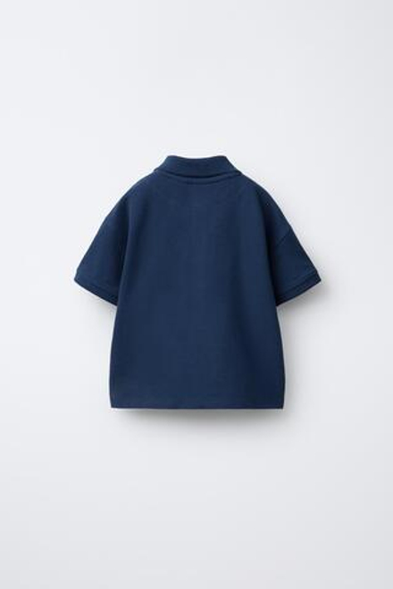 ZARA БАЗОВОЕ ОДНОТОННОЕ ПОЛО, МОРСКОЙ СИНИЙ