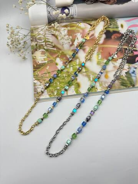 Колье-трансформер из кубиков Swarovski, оттенок серебро