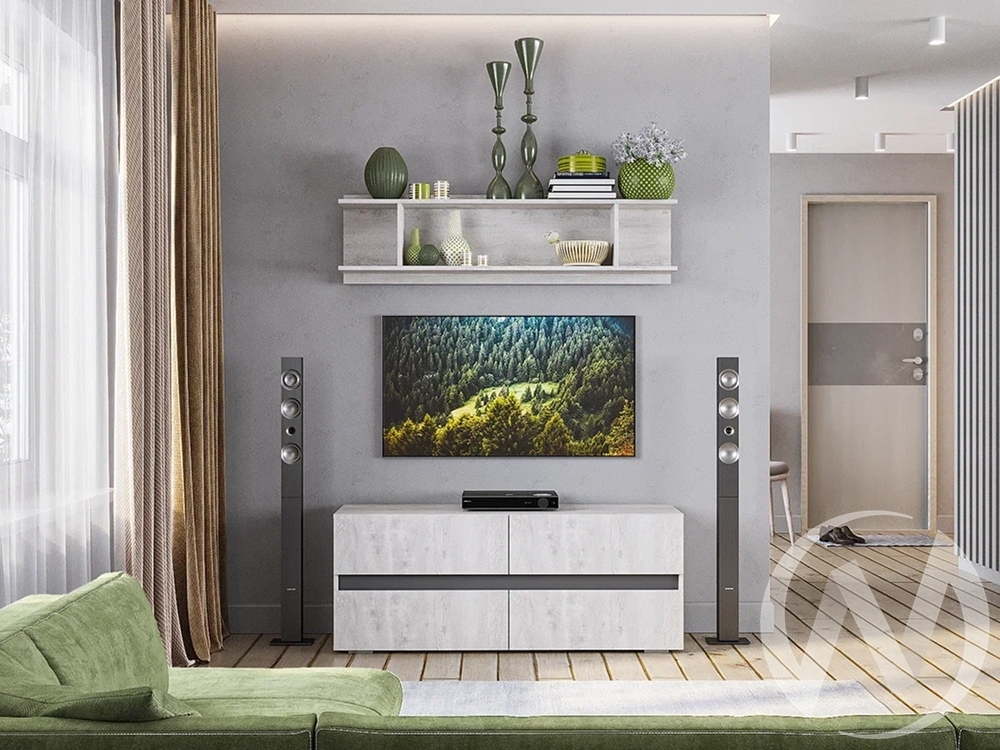 Гостиная "Мрия" (бетон пайн светлый/графит) Комплектация 3