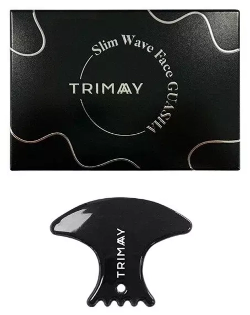 Натуральный керамический скребок гуаша для лица и тела Trimay Wide Wave