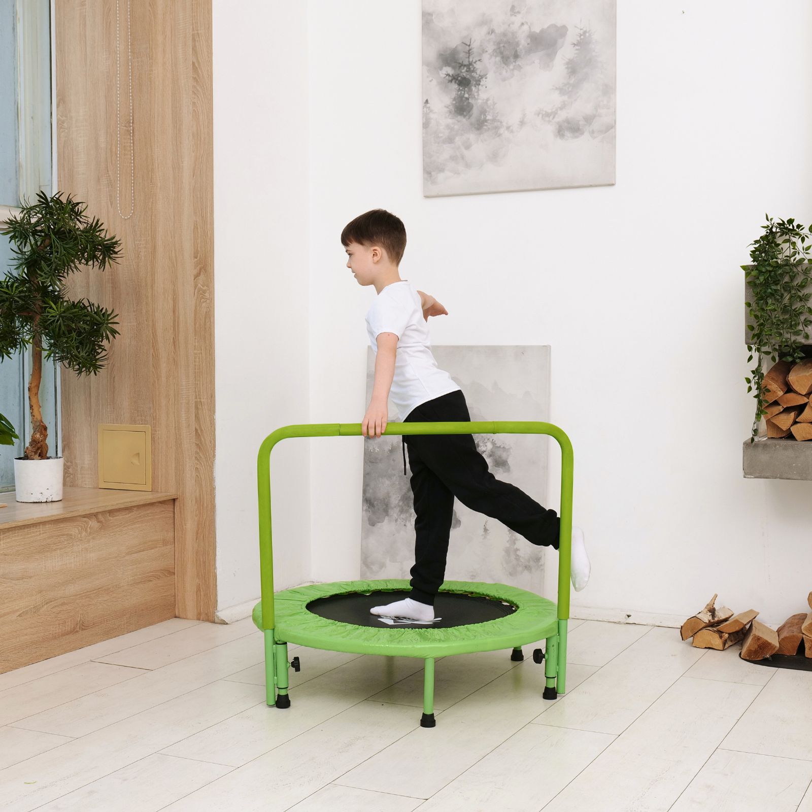 Батут с поручнем DFC JUMPFIT 36'' зеленый фото №14