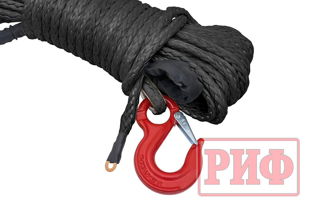 Трос для лебёдки синтетический 12 мм/23 м черный (готовый) РИФ