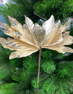 Украшение елочное Цветок на клипсе 26см золото SYCHA-3822006