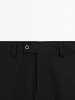 Massimo Dutti Брюки прямого кроя из смесового хлопкового твила, темно-синий