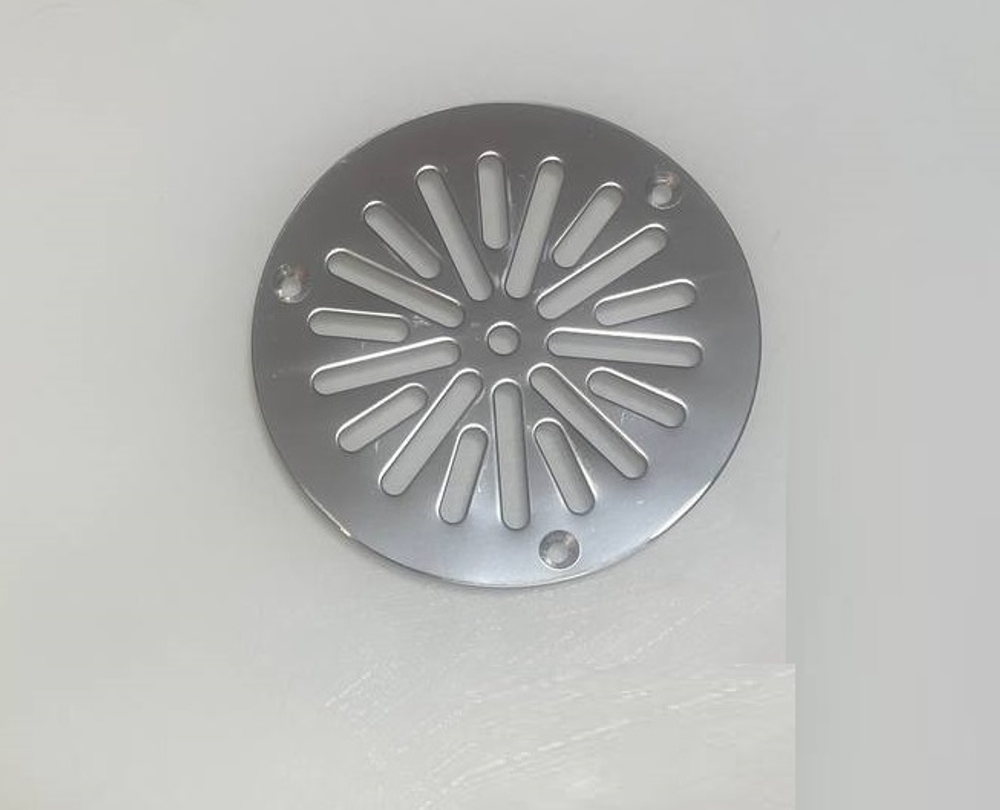 Решетка напольная круглая d 100 из нержавеющей стали, снежинка