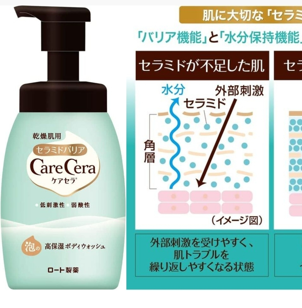 ROHTO CareCera Foaming Moisturizing Body Wash - пенка для мытья чувствительной кожи с хорошим увлажнением