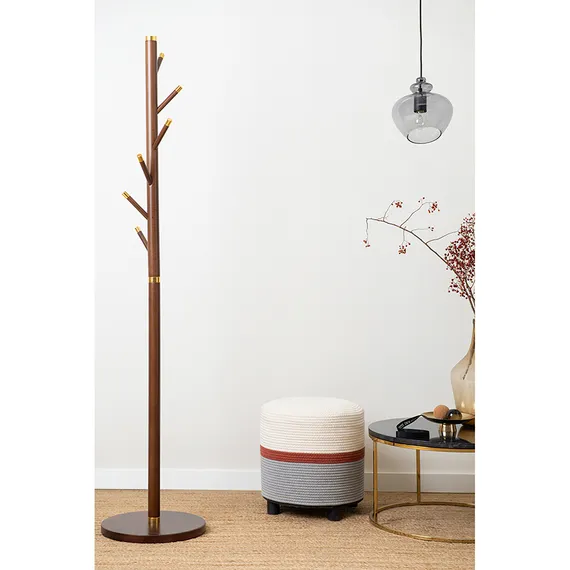 Напольная вешалка Bakken, 180 см, золотистый хром/светлый орех