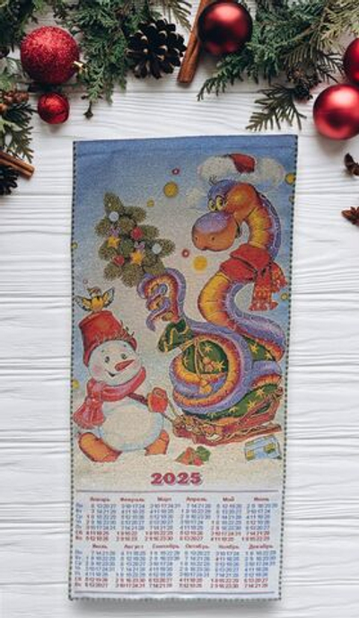 Календарь из гобелена на 2025 год Снеговик 39х82