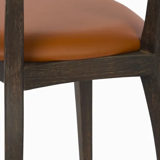 Обеденный стул Lara Wood деревянный, коричневая экокожа