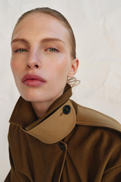 ZARA ДЛИННЫЙ КОМБИНИРОВАННЫЙ ТРЕНЧ — ZW COLLECTION, МЯГКИЙ КАШТАНОВЫЙ