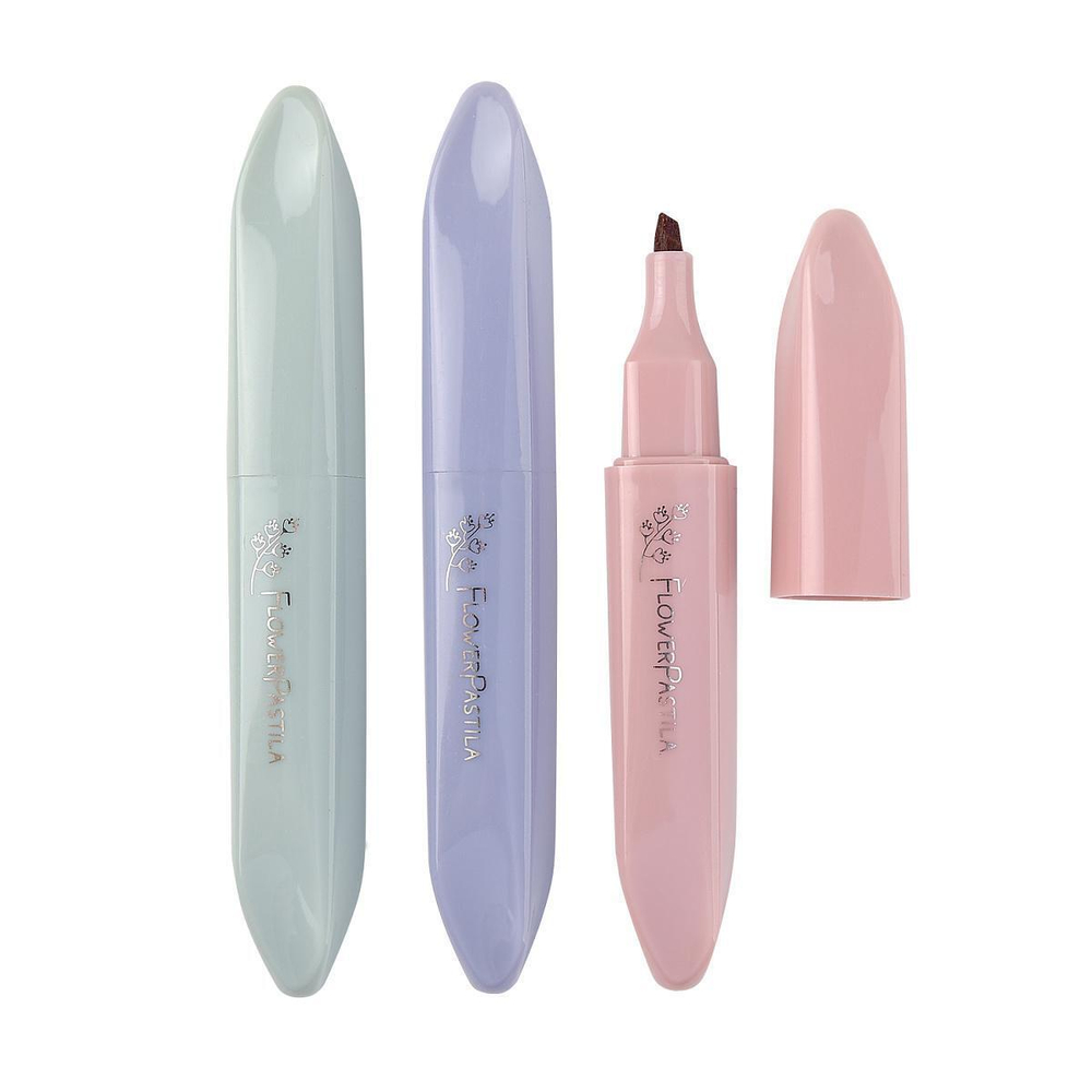 Текстовыделитель 1-5мм. "Flower marker pastila" розовый/мятный/сиреневый, моранди (BrunoVisconti)