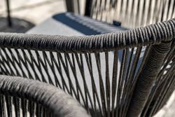 "Малага" обеденная группа на 6 персон со стульями "Марсель", каркас темно-серый, роуп темно-серый