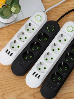 Удлинитель сетевой фильтр 10 метров 3 розетки 3 USB Черный