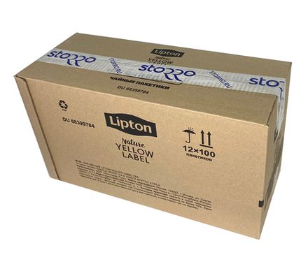 Чай черный Lipton Yellow label в пакетиках, 12 пачек по 100 пакетиков