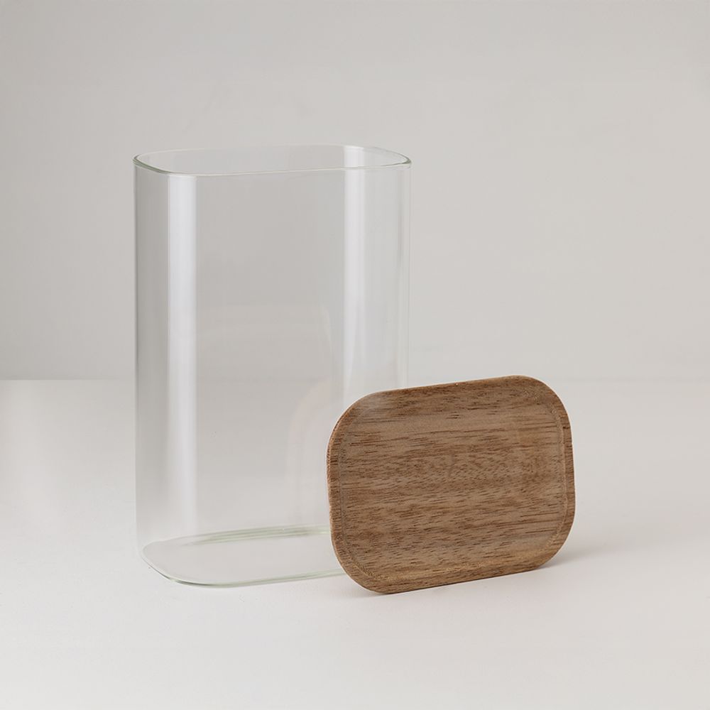 Банка для хранения прямоугольная Glass Acacia, 1,3 л
