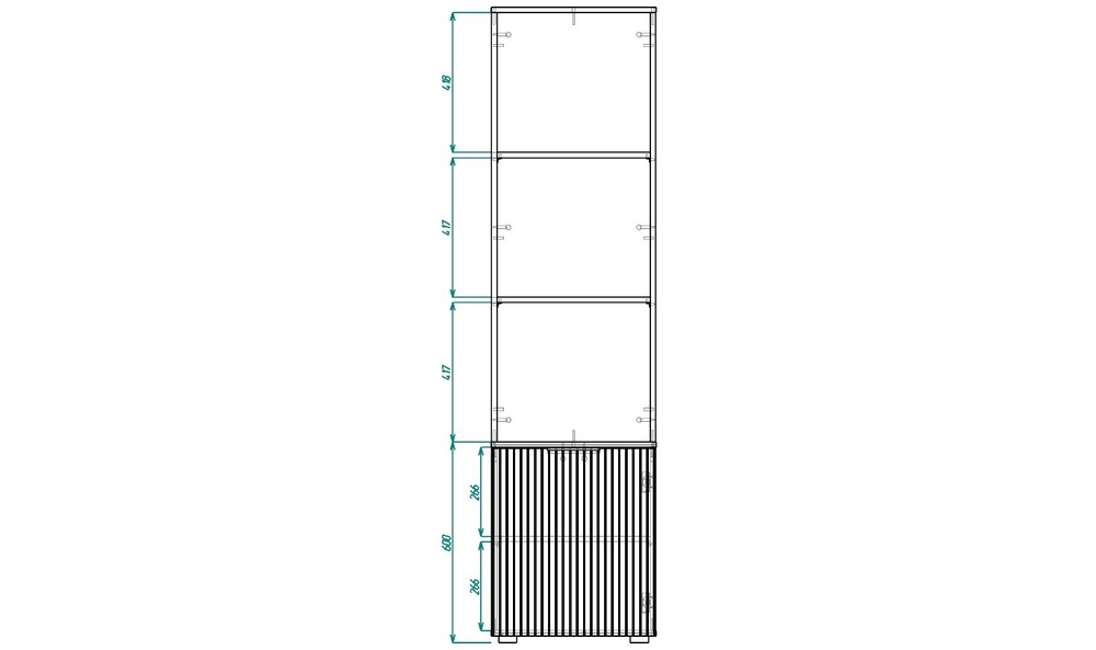 Стеллаж Салерно 1 (МДФ) SF-022 Сантьяго Кашемир 5981 BS 49*36*190 см, Бежевый   Фиеста