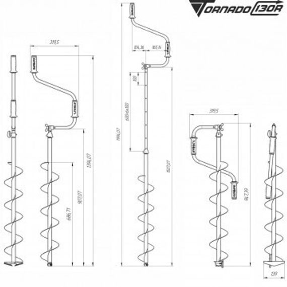 Ледобур ТОРНАДО-М2 130R правое вращение, без чехла (LT-130R-1) Тонар (0)