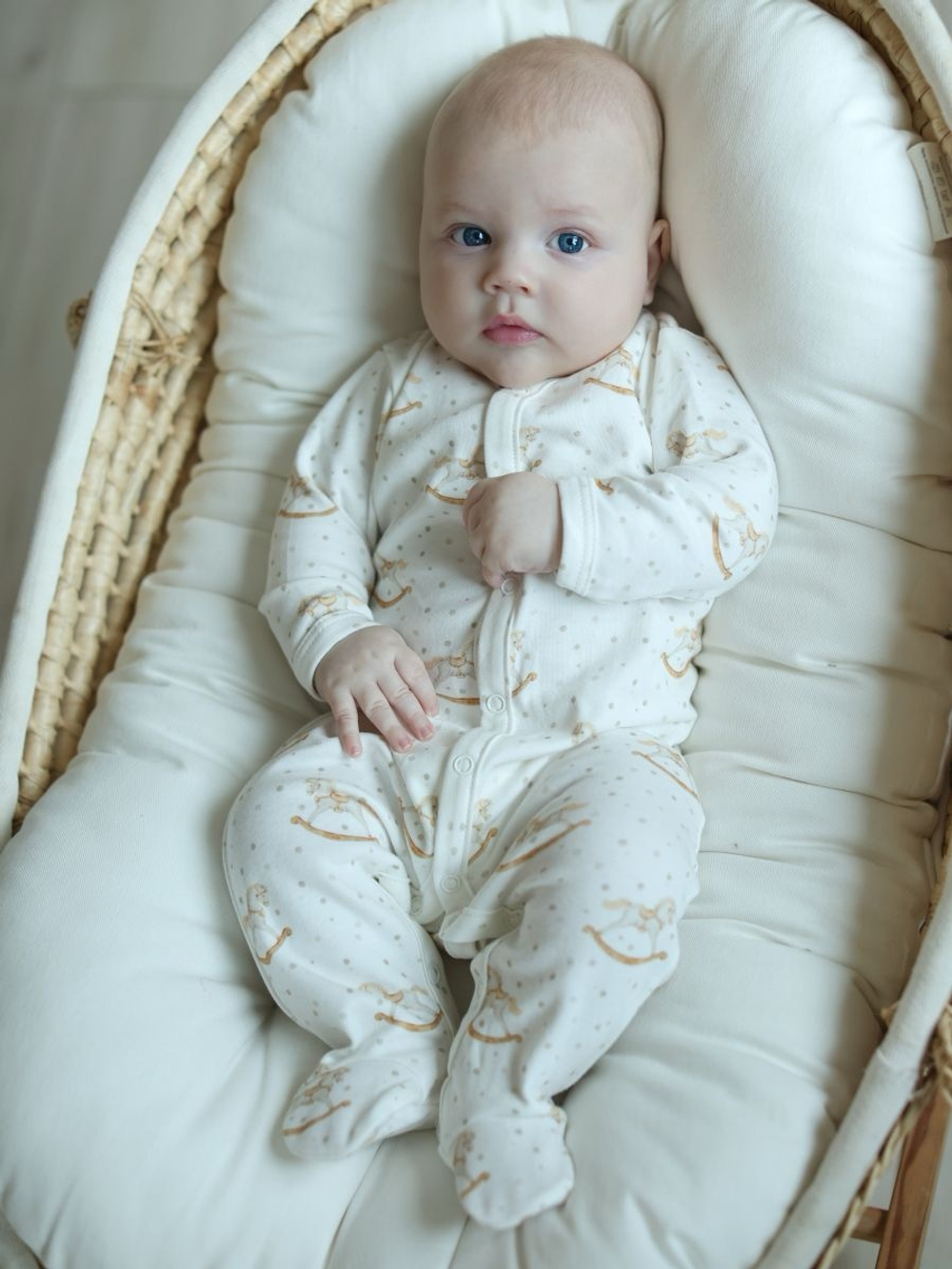 Комбинезон на кнопках "Лошадки с горошками"