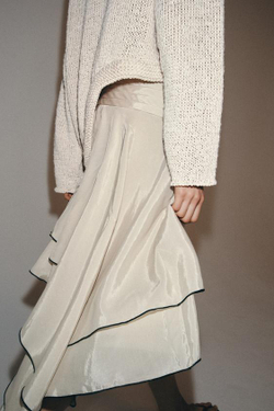 ZARA ЮБКА АСИММЕТРИЧНОГО КРОЯ С ВОЛАНАМИ — ZW COLLECTION, БЕЖЕВЫЙ/ЗЕЛЕНЫЙ